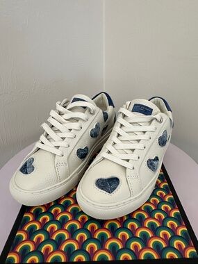 Kurt Geiger London Sneakers with Blue Denim Hearts